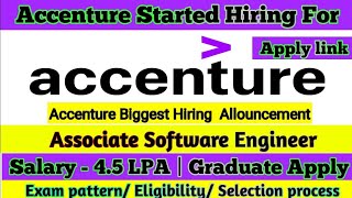 ACCENTURE Biggest OFF Campus Hiring for 2023 & 2022 Batch Freshers &Experienced & | No 60% Criteria