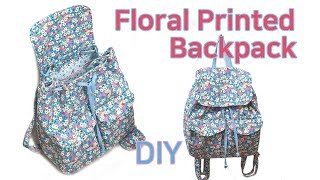 DIY Floral printed backpack/Backpack tutorial / 백팩 만들기/Tutorial de mochila