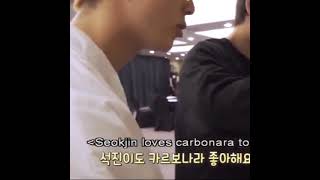 Jin Stealing Taehyung's Food 😂