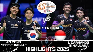 Amazing QF | JIN Y/SEO S J (KOR) vs L CARNANDO/B MAULANA (INA)[MD] Thailand Masters 2025 Badminton