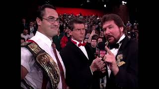 WWF Tag Team Champs Money inc (Ted DiBiase \u0026 IRS) with Jimmy Hart on the return of Brutus Beefcake!