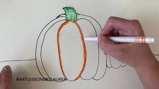 Marker watercolor pumpkin drawing