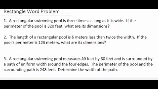 Rectangle Word Problem Example 3