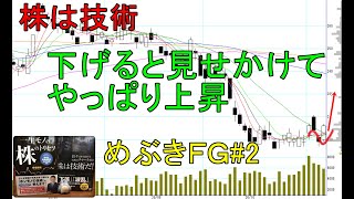 株は技術　下落後、節目で下げ止まりもみ合ってきたので、下がって横ばいからの上昇を狙ってみた　ショートトレード　めぶきFG#2