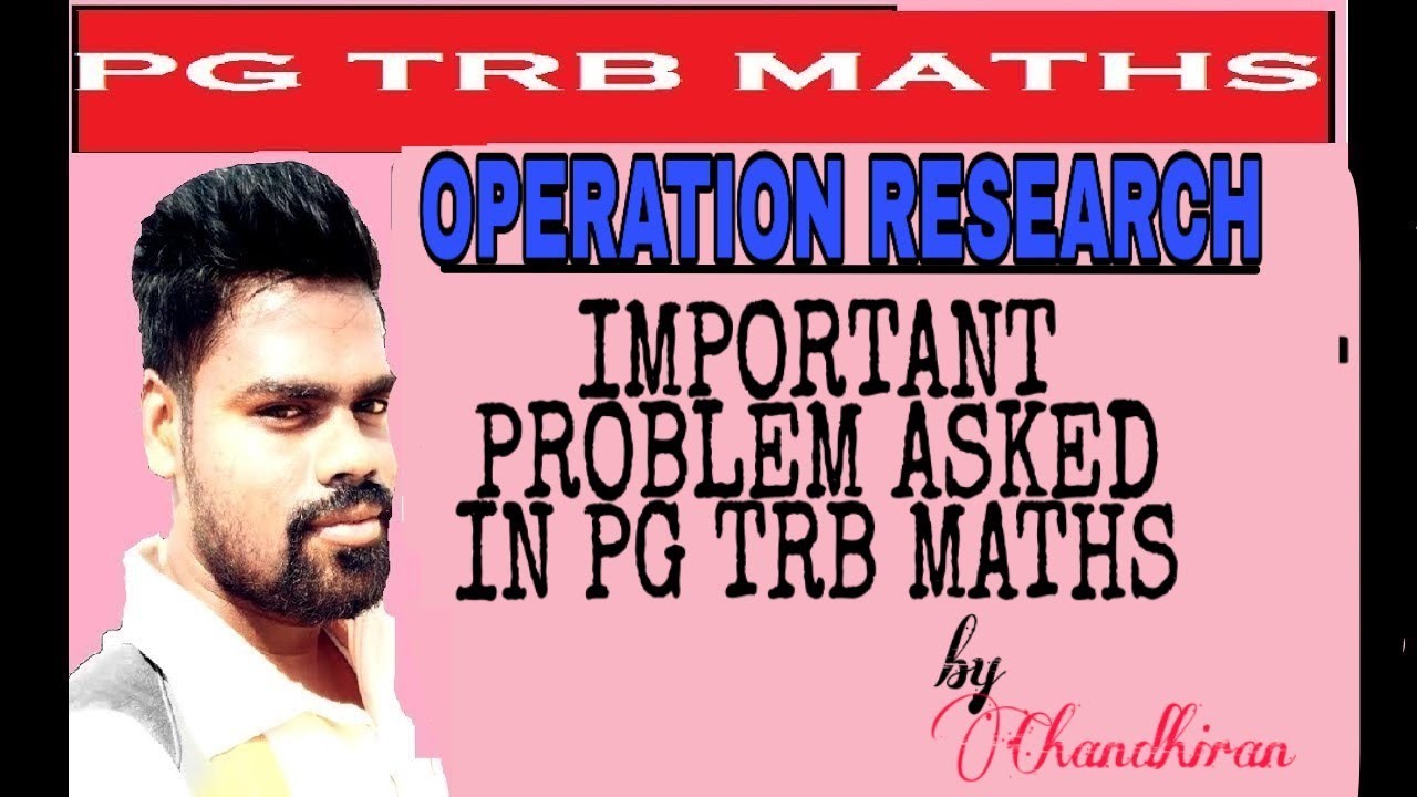 Pg Trb Maths Important Problems Operation Research Youtube