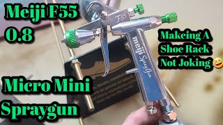 Meiji F55 0.8 Micro Mini Spray Gun, LPH50 Alternative Direct To Metal Clear Coat Making A Shoe Rack