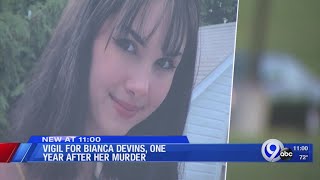 Vigil for Bianca Devins, one year after her murder