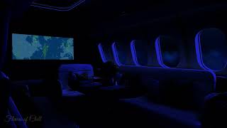 DARK Private Jet Lounge Brown Noise Flight Ambience | Flight Map | Sleeping, Reading, Studying | Zen