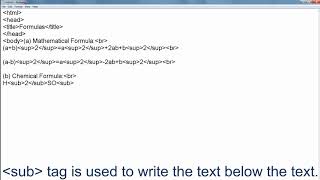How to write formulas in HTML | Superscript and Subscript.