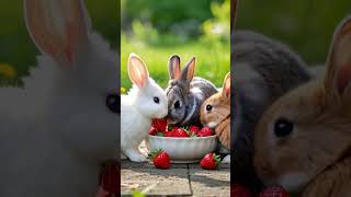 Cute Bunnies Enjoying Juicy Strawberries!#bunny  #cute #arcticanimal