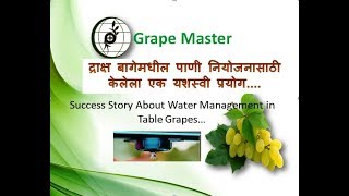 Grape Master - द्राक्ष बागेमधील पाणी नियोजनासाठी केलेला एक यशस्वी प्रयोग....