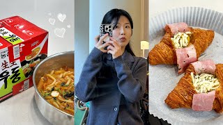 ENG) 🍲Let's Eat Kimchi udon • Croissant Sandwich! ✏ My Bucket List