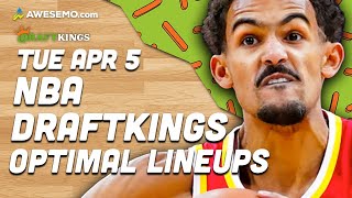 DraftKings NBA Lineups Tuesday 4/5/22 | NBA DFS DraftKings ConTENders Awesemo.com