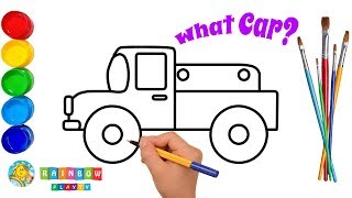 Draw Vehicles, Car, Bus, Truck - Learn Colors - Coloring Pages for Kids - Rainbow Play TV