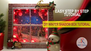 DIY LIGHT UP WINTER/CHRISTMAS SHADOW BOX TUTORIAL