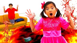 The Floor is Lava Pretend Play with Emma | Fun Kids Video with Toys and Colors