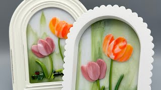 Spring Flowers in Gorgeous Discount Store Frames — #FusedGlass Art ( #361)