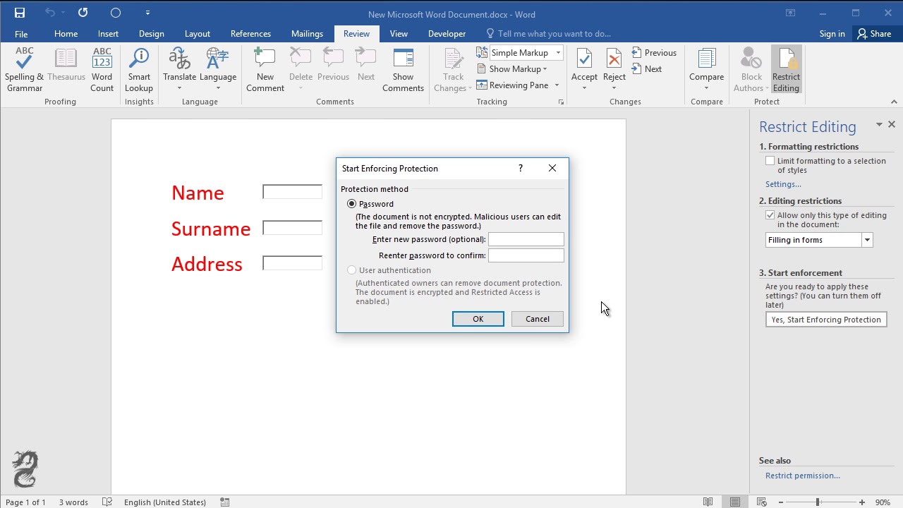 How To Create A Document With Fillable Fields In Word - YouTube