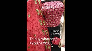 Pure georgette top with neck flower cutwork embroidery @1475+$ all over India whatsapp +9607479208