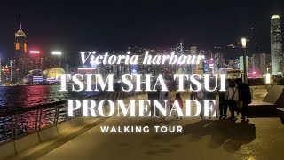 【4K】Hong Kong Night Walking Tour, Dec 2021 -  Tsim Sha Tsui Promenade | Victoria harbour | Christmas