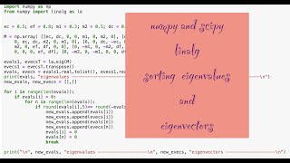 numpy/scipy linalg sort eigenvalues and eigenvectors explanation in python
