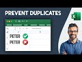 Prevent Duplicate Entries in Excel Using Data Validation