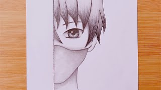Easy Anime Drawing with pencil sketch / How to draw anime boy wearing a mask #DrawingTutorial