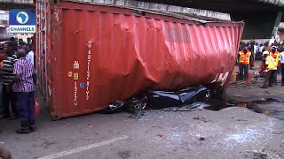 Container Falls Off Trailer, Kills Three In Ojuelegba