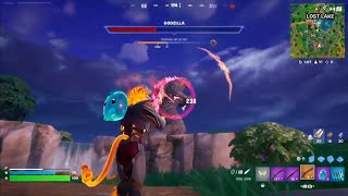 Stealing the Godzilla Medallion with a rail gun (solo full match) #fortnite #godzilla #chapter6 #duo