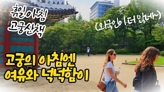 여유를 즐기는 휴일아침 고궁산책객들|덕수궁의 아침|고궁을 걸으며 느림과 넉넉함의 맛을 만끽하는 사람들의 모습들