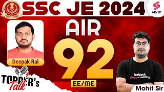 SSC JE 2024 Rank 92 Topper Deepak Rai Shares his BEST Tips to Crack SSC JE Exam with Mohit Sir