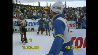 Alpine Skiing World Cup slalom 2 run february 1983 in Gällivare, Sweden