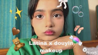 Latina x douyin makeup by A 12YR OLD! #viral #trend #fyp #makeup #latinamakeup #douyinmakeup