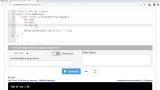 Introduction to Java: Adding two integers