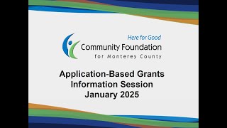 Application-Based Grants Information Session 2025