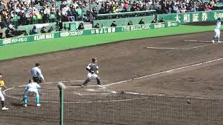 山梨学院　佐仲大輝　犠飛で追加点　＠甲子園　20230318