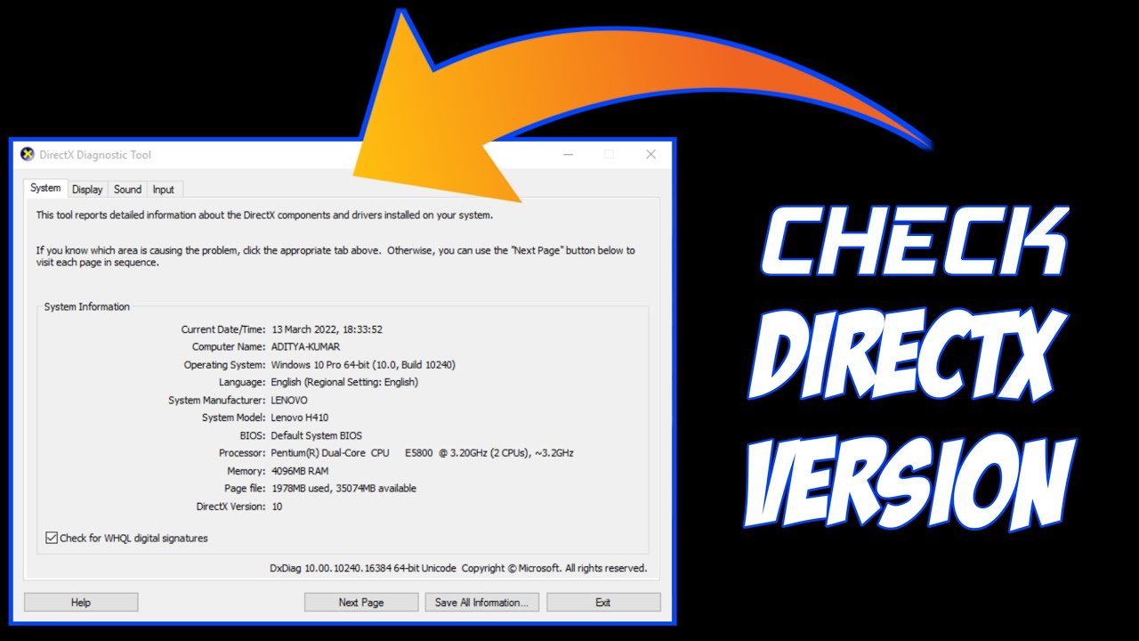 How To Check DirectX Version In Windows 10 || By TL World || - YouTube