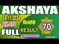 KERALA LOTTERY RESULT|FULL RESULT|akshaya bhagyakuri ak678 rala Lottery Result Today|todaylive