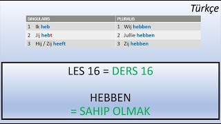 DERS 16 - HEBBEN fiili -SAHIP OLMAK -Hollandaca  #Nederlandsleren #learndutch #Hollandacaögreniyorum