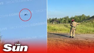 Moment Ukraine kamikaze drones attack Russian military base