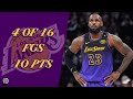 LeBron James 4 of 16 fgs 10 pts vs Wolves 24/25 season