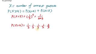 Probability of guessing 4 out of 5 questions right