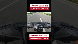 Honda Click 125 vs Honda Beat 110 Topspeed