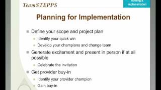 TeamSTEPPS for Office-Based Care Online: TeamSTEPPS Training and Implementation