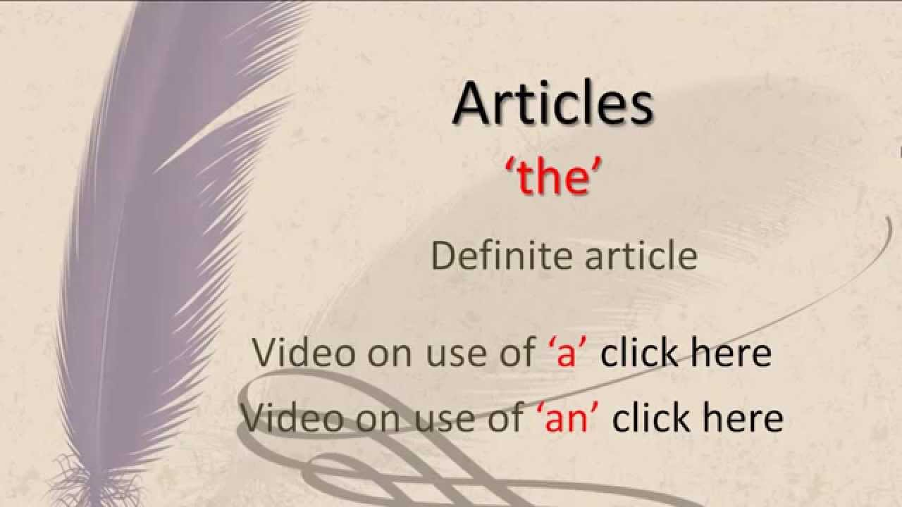 Definite Article The Use Of Articles In English Grammar Youtube