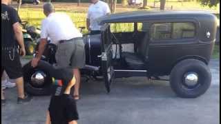 1931 Ford Tudor sedan Hot Rod first startup and ride.