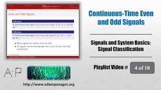 Continuous-Time Even and Odd Signals