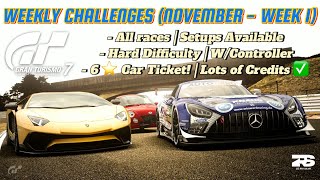 Gran Turismo 7 - Weekly Challenges (November - Week 1) | K Cup Special, WTC 800 and 6 ⭐ Car Ticket!