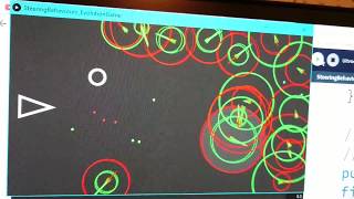 Simon improved Evolutionary Steering Behaviors Coding Challenge by making a game out of it
