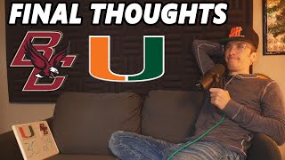 FINAL THOUGHTS on Miami Hurricanes vs Boston College Game - Couch Coop Confessio